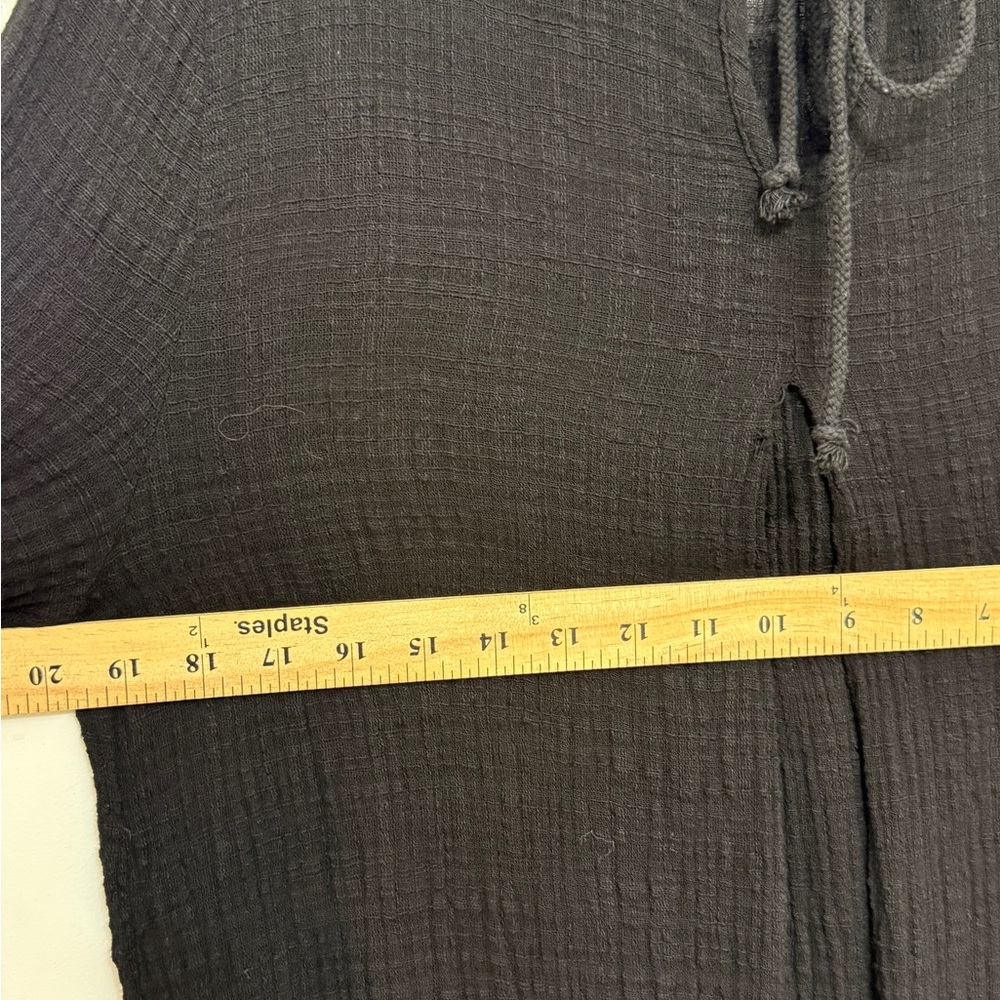 M. Rena Black Crinkle Gauze Boho Tunic Top L Made in USA Lagenlook - Picture 7 of 8